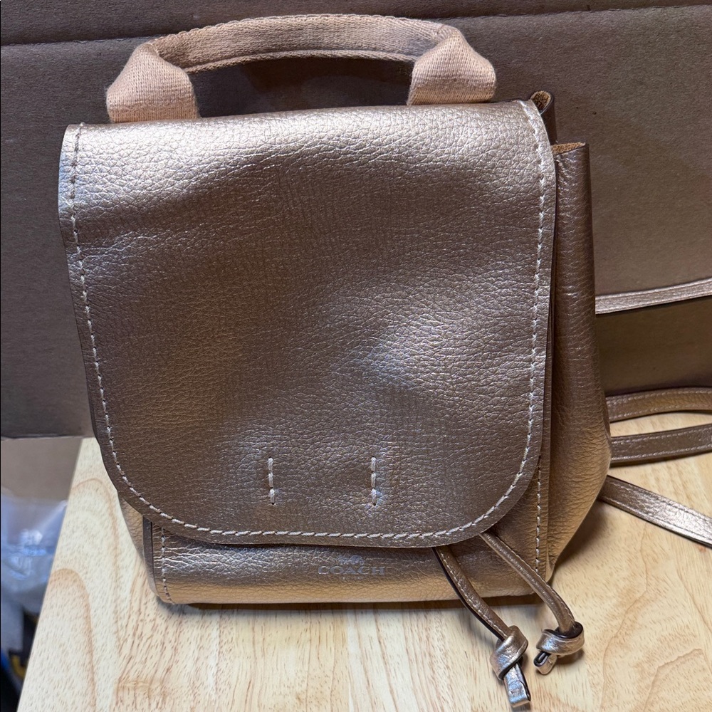 Coach Metallic Tan Mini Backpack